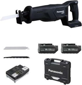 パナソニック(Panasonic) レシプロソー EZ45A1 デュアル ブラック 14.4V/18V対応 金属管Φ130mm EZ45A1LJ2G-B (セット:本体/プラスチックケース/電池パック18V 5.0Ah×2/急速充電器 リチウムイオン専用/金工刃・木工刃×各1)