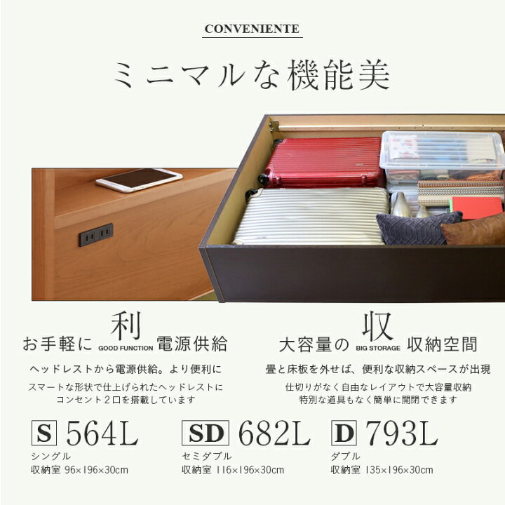 楽天市場】畳ベッド セミダブル 収納ベッド 日本製 たたみベッド 収納 