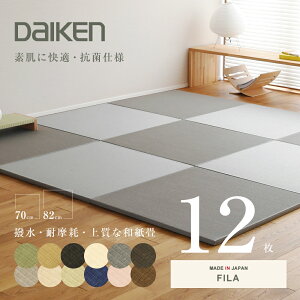 畳 琉球畳 たたみ 置き畳 ユニット畳 和紙製畳 70cm×70cm 12枚セット 日本製 【フィラ70cm 12枚 和紙畳 清流カラー】 ダイケン 健やかたたみおもて タタミ 目積織り 縁なし畳 フローリングの上 小