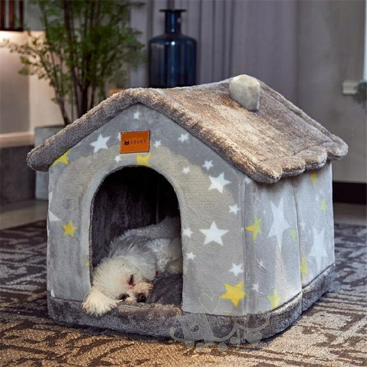 最安価格 ペットハウス 猫ハウス 猫用ベッド 犬小屋 愛い 柔らか 保温 防寒 水洗え 滑り止め 小型犬 キャット ペット小屋 室内用 クッション付き Qdtek Vn