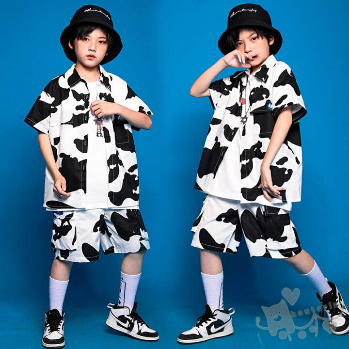楽天市場 キッズダンス衣装 ヒップホップ Hiphop 子供服 半袖シャツ ダルメシアン柄 白黒 ショートパンツ 男の子 女の子 へそ出し チアガール ジャズダンス チアガール 応援団 練習着 体操服 発表会 Hiphop 演出服 おしゃれ 110 180cm 送料無料 Koutorin