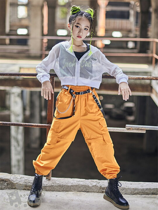 楽天市場 キッズ ダンス衣装 セットアップ 白 メッシュ 長袖ジャケット 黒ベスト オレンジ ロングパンツ 女の子 舞台服 演出服 K Pop ステージ衣装 練習着 体操服 応援団1 170cm 送料無料 Koutorin