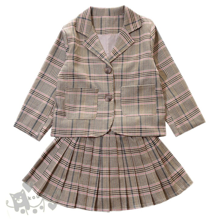楽天市場】フォーマルスーツ 子供服 セットアップ 女の子 チェック柄