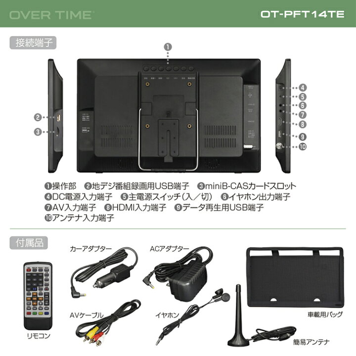 楽天市場】ポータブルテレビ 14インチ ポータブル テレビ 車載可能 地 