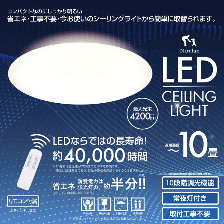 楽天市場】シーリングライト 8畳〜10畳 led シーリングライト 10段調光 