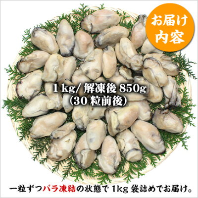楽天グルメ大賞受賞!ジャンボ広島かき1kg(解凍後850g/30-40粒前後)送料無料※L・2Lサイズ混合ご指定不可【カキ】【牡蠣】【かき】