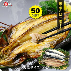 半額セールで送料無料1,190円!更に2個で300円OFFクーポンあり!国産さば一夜干し大型サイズ×3枚入り【鯖】【さば】【サバ】【干物】【一夜干し】