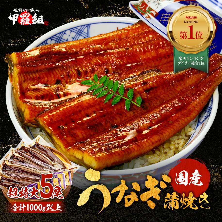 うなぎ蒲焼き超特大サイズ220g前後×5尾