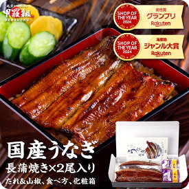 お中元 ギフト 土用 丑の日 送料無料4,499円！ギフト プレゼント 国産うなぎ蒲焼き2尾セット 化粧箱入り タレ＆山椒・食べ方の説明書同封