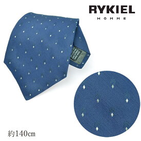 RYKIEL HOMME リキエル ネクタイ シルク100％ メンズ ネイビー ブルー 青 水玉 ドット ビジネス ファッション オシャレ お洒落 シンプル 総柄 無料ラッピング ギフト プレゼント お祝い 贈り物