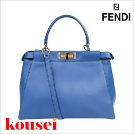 FENDI フェンディ ピーカブー レギュラー 8BN226 ハンドバッグ 2WAY ショルダー バッグ ブルー 青 レザー 【中古】