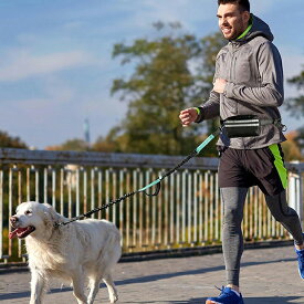 犬 ウエストリード リード ワンダーフィット 両手フリー ウエストポーチ ウエストバッグ ランニングポーチ 絡まない中型犬 小型犬 伸縮 迷子防止 脱走防止 散歩 アウトドア お出かけ マナーポーチ 反射テープ