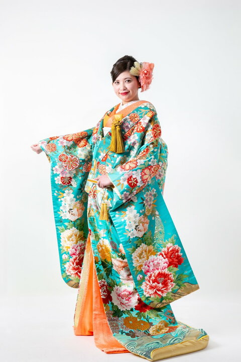楽天市場】【レンタル】 色打掛 打掛 iro034 ピンク エメラルド 