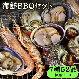 海鮮バーベキューセット 7種52品（大アサリ6、赤えび16、サザエ6、イカ3、はまぐり12、カキ6、アワビ3） 8人前〜10人前 海鮮バーベキュー 海の幸 盛り合わせ 海鮮BBQ 魚介バーベキュー 浜焼き 詰め合わせ 海鮮セット ギフト