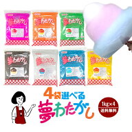 ＼4袋選べる／夢わたがし 1kg 7種類×4袋選択（計4kg）／宅配便 送料無料 いちご マンゴー メロン レモン…
