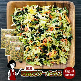 国産 乾燥野菜グリーンミックス ／ 国産 乾燥野菜 ほうれん草 キャベツ 人参 送料無料 チャック付 ミックス ボイル済み ドライベジ アウトドア キャンプ 保存食 時間短縮 スープ こわけや