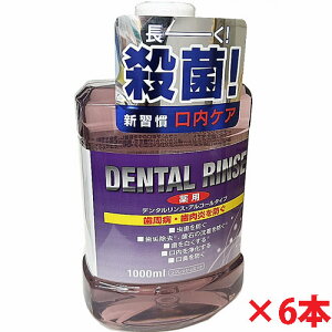 【6個】【紫】【医薬部外品】薬用デンタルリンス リフレッシュミント 1000mL×6個(日本製)