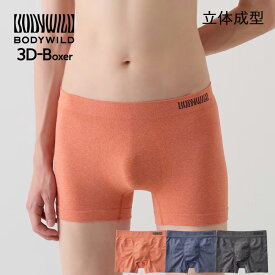 【ポイント10倍】【期間限定 SALE価格】【メール便送料無料】GUNZE BODY WILD 3D-Boxer メンズ 立体成型 ボクサーパンツ 杢調 前とじ 綿混 縫い目の少ないシームレス仕様 グンゼ ボディワイルド 01-BWS853A[M便 1/1]