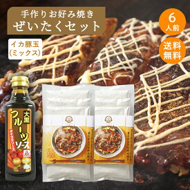 ぜいたく6人前セット小山お好み焼き店監修お好み焼きセット 好み焼き粉80g×6 肉入り イカ入り 鰹節 天かす 紅生姜 送料無料 国産 家庭用 大阪【クール便配送】