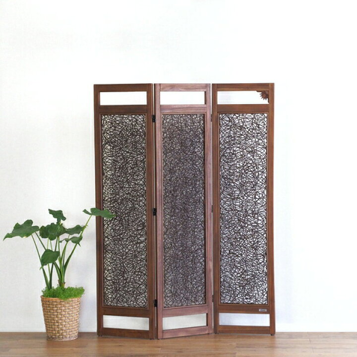 楽天市場】3連パーテーション 高さ160cm 完成品 ラタン チーク無垢材 