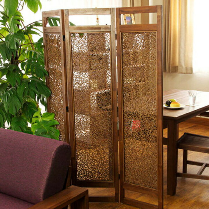 楽天市場】3連パーテーション 高さ160cm 完成品 ラタン チーク無垢材 