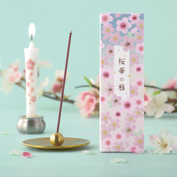 楽天市場】□絵ろうそくとお線香セット 【桜華の雅】白檀と桜の香りの