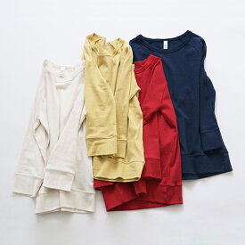 harmonie やわらかオーガニックコットン100％ 8分袖Tシャツ ナチュラル イエロー トップルージュ トップネイビー 8分丈 オーガニックコットン 綿100％ 日本製 Tシャツ ロンT カットソー 長袖 アルモニ
