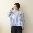 Sans Souci 34＋ サンスーシ大人可愛い こなれ上手の3WAYシャツホワイト チャコール ブラックストライプ キャメル ブルー ネイビー3WAY シャツ レディース 長袖 ストライプ ノーカラー ストライプシャツ ノーカラーシャツ きれいめ おしゃれ おしゃれシャツ