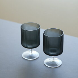 【受注発注】ferm LIVING (ファームリビング) Ripple Wine Glasses(リップル ワイングラス）2個セット スモークグレー 北欧/ガラス食器/日本正規代理店品