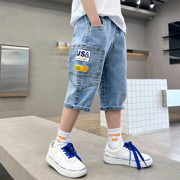 楽天市場】USAワッペン デニム ハーフパンツ キッズ 半ズボン 男の子 
