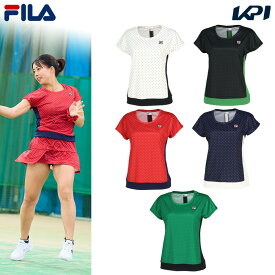 【全品10％OFFクーポン▼】フィラ FILA テニスウェア レディース ゲームシャツ サイドライン スクエアドット クルーネック Tシャツ VL2715 2023FW