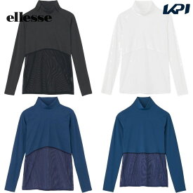 エレッセ Ellesse テニスウェア レディース スキンシェルクールハイブリッドモックネックUVシャツ EW723103 2024SS