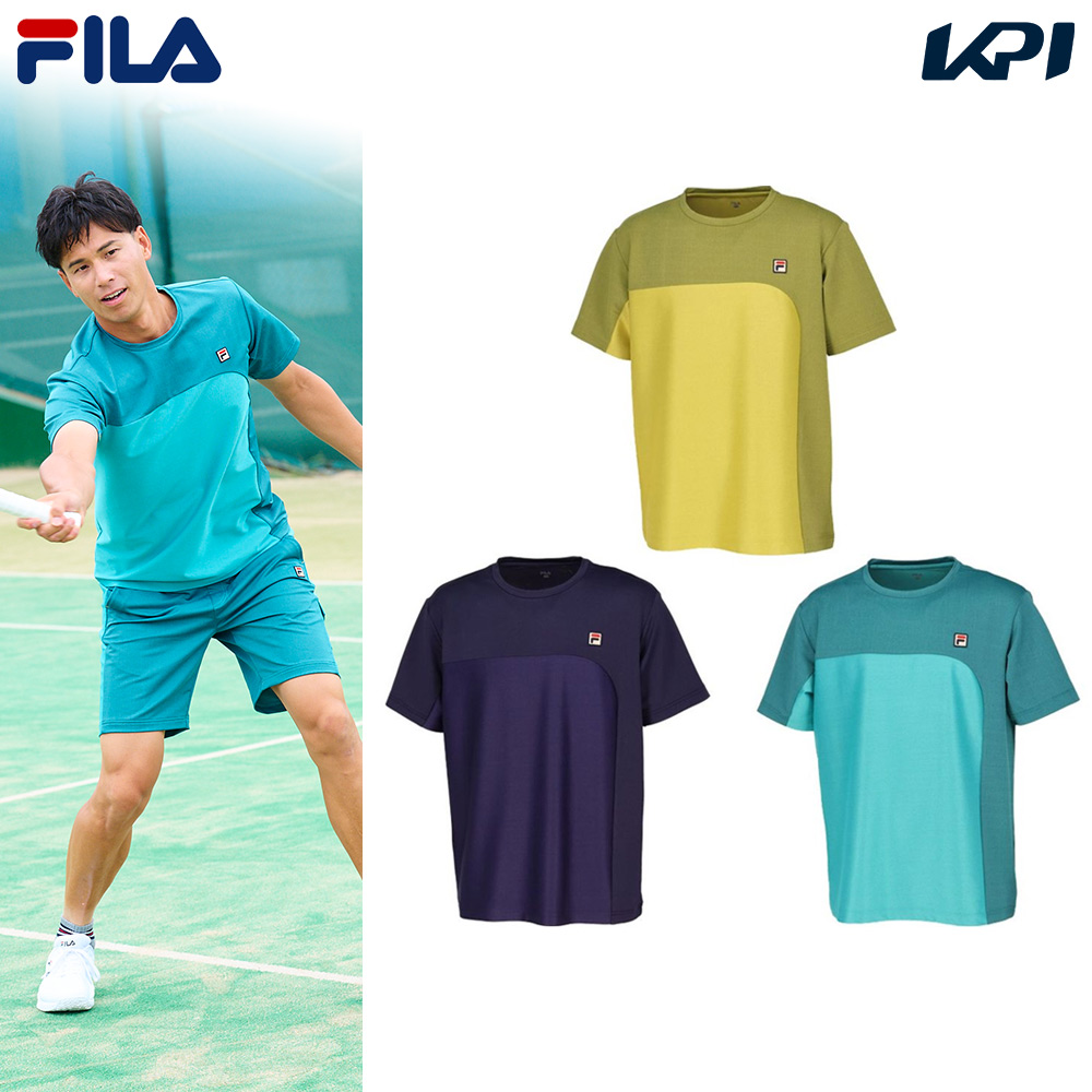 フィラ FILA テニスウェア メンズ ゲームシャツ デニムニット クルーネックTシャツ VM5624 2023FWのサムネイル