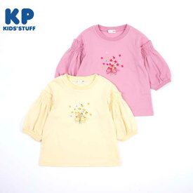 KP(ケーピー)ブーケ刺繍の7分袖Tシャツ(140～150)/KP ケーピー 2024春夏新作