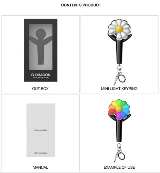 楽天市場】G-DRAGON OFFICIAL LIGHTSTICK MINI KEYRING BLACK/MINT 