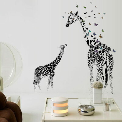 楽天市場 ウォールステッカー インテリアシール 壁デコシール はがせる 剥がせる ステッカー シール 北欧 トイレ リビング 子供部屋 キリン 動物 蝶 はがせる シール シンプル おしゃれ ケイ ララ 楽天市場店
