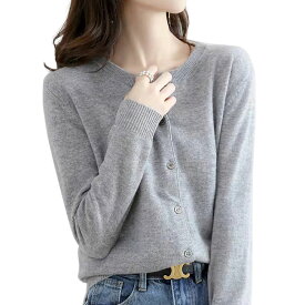 カーディガン レディース 秋冬 丸首 ラウンドネック ポリエステル レディーストップス レディースカーディガン 丸首カーディガン ブラック ダークグレー キャメル グレー セーター 可愛い レディースセーター y6