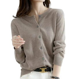 カーディガン レディース 秋冬 丸首 ラウンドネック ポリエステル レディーストップス レディースカーディガン 丸首カーディガン ブラック ダークグレー キャメル グレー セーター 可愛い レディースセーター y6