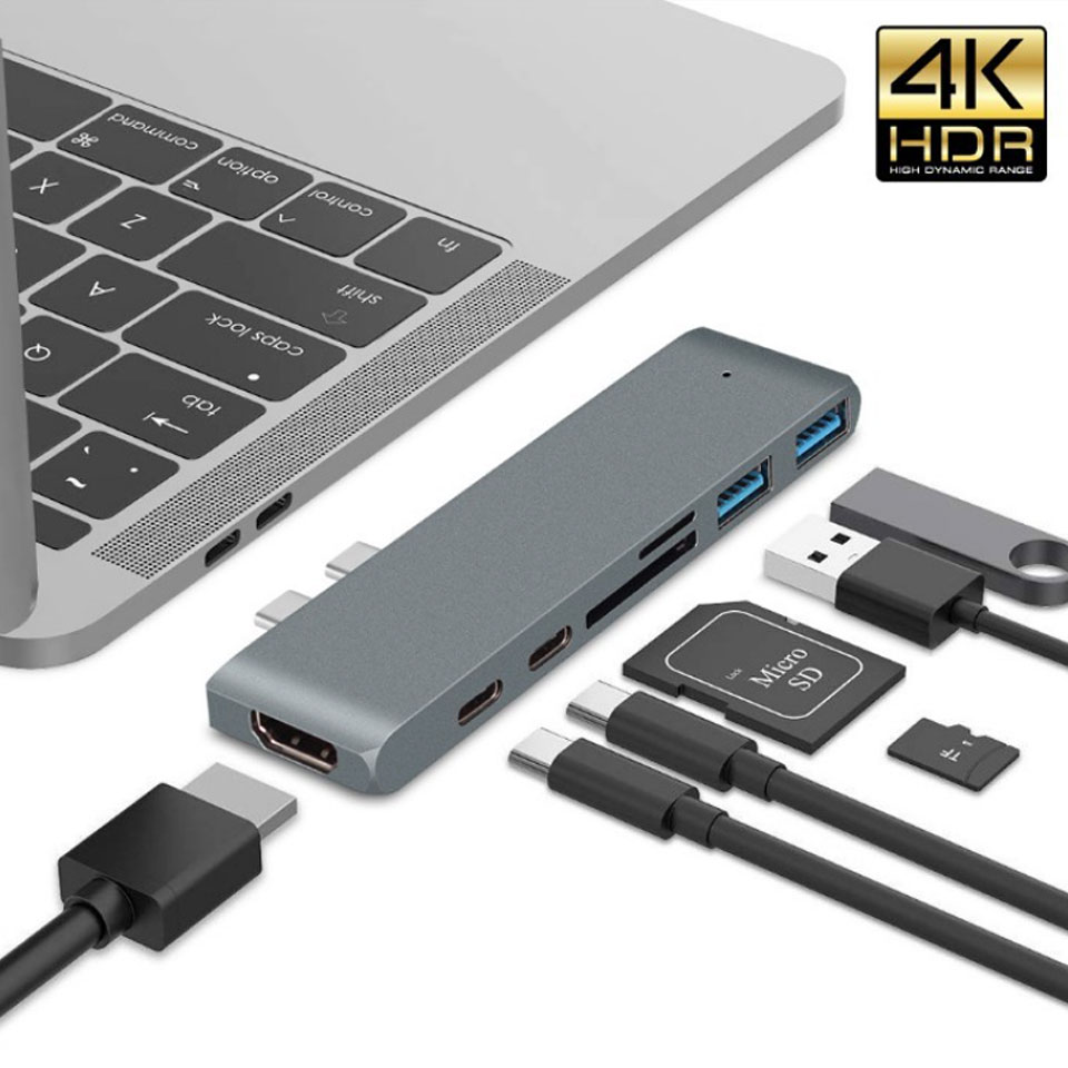 MacBook SALE開催中 Pro Air対応のUSB Type-Cマルチハブ メール便送料無料 usb-c ハブ 7in1 期間限定特別価格 USB Type-c LAN USBハブ マルチハブ カードリーダー 変換アダプタ 2016 HDMI マルチポートアダプタ y4 2017 4K高解像度 microSDカード USB3.0 4K 2018 Type-C Air