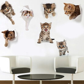 トリックアート ウォールステッカー ネコ 猫 穴から飛び出る 全7種類 北欧 大人かわいい モダン かわいい wall sticker トイレ リビング 貼ってはがせる デコレーションシール 壁紙シール インテリアシール ポスター y5