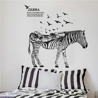 楽天市場 ウォールステッカー 木 風景 鳥 草花 ゼブラ しまうま モノトーン とり バード 英字 英語 手書き風ゼブラ 貼ってはがせる 北欧 インテリアシール はがせる 剥がせる ステッカー シール おしゃれ 簡単リメイク 貼るだけリフォーム お部屋のイメージチェンジ