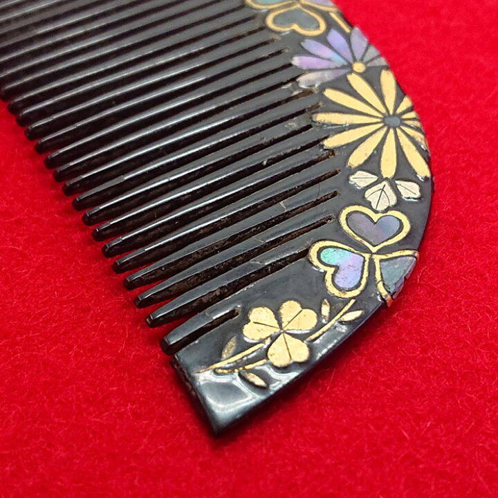 楽天市場】0081 螺鈿細工の櫛・笄セット 草花文様こうがい 