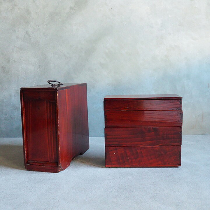楽天市場】四段提げ重 野点弁当箱 重箱 0002 漆器 漆 杉【中古】 骨董  