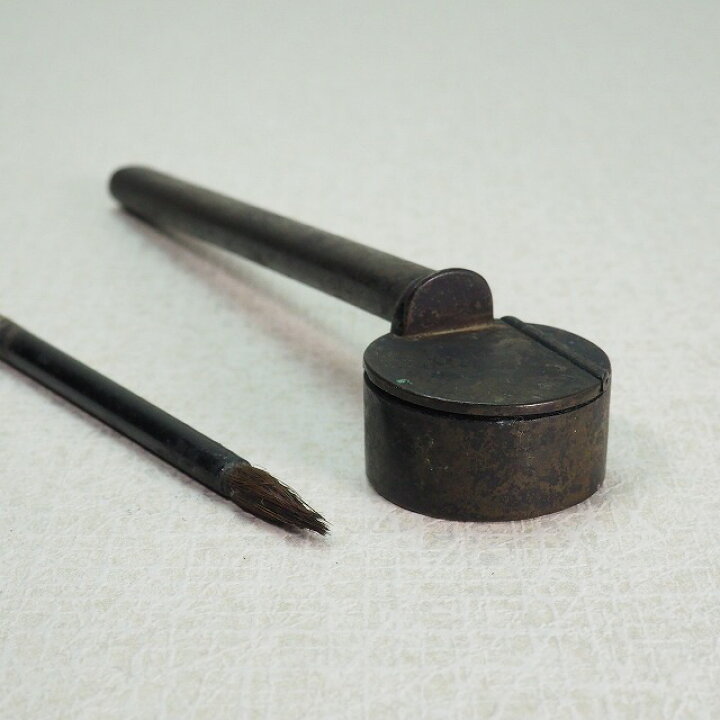 楽天市場】矢立 墨壺 筆付き 0078文具 書道具 墨 筆 【中古】古道具 古 