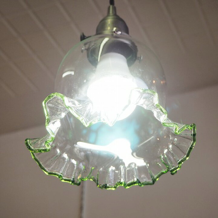 楽天市場】縁のフリルガラスランプシェード 0140レトロ 電傘 電笠 