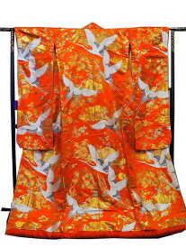 Japanese bridal costume Uchikake 0007 Japanese vintage kimonojapanese silk vintage clothes beauty【中古】和装 着物 唐織 打掛 花嫁衣裳