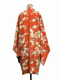 Flower pattern long haori Jacket 0021Japanese vintage silk kimono jacket花文様長羽織 和装 着物 小紋 帯【中古】japanese kimono japanese vintage clothes beauty