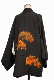 picture haori haori Jacket autumn flowering plants pattern 005 haori Japanese vintage silk jacket羽織 和装 着物 小紋 帯【中古】japanese kimono japanese vintage clothes beauty