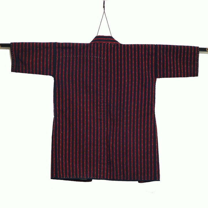 楽天市場】刺し子 野良着 縞 絣 木綿 藍染 半纏 袷 0025コート 