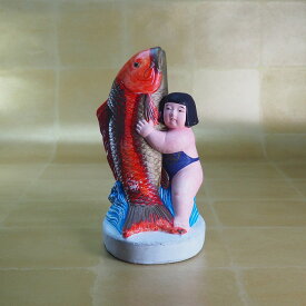 鯛を抱いた金太郎の人形　0176 日本玩具 郷土人形 民族人形 アンティーク 骨董 古民具 古民家 【中古】Japan japanese anthique vintage japanese traditional japanese doll Japanese god of business prosperity